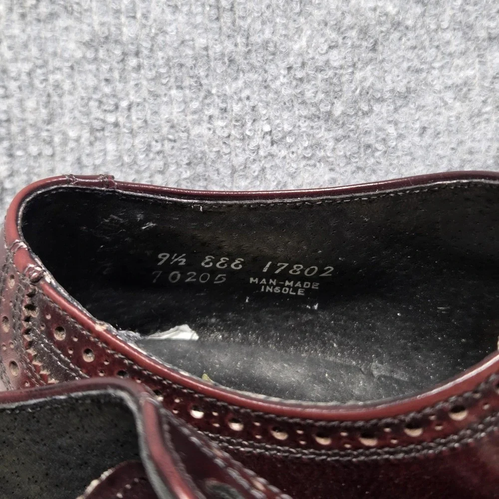 Vtg Florsheim Worthmore Longwing Brogue Oxblood Burgundy USA Dress Shoes 9.5 3E